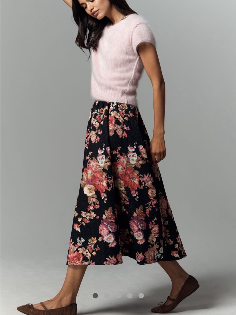 The Jacie Floral Jacquard Midi Skirt by Maeve NWT
